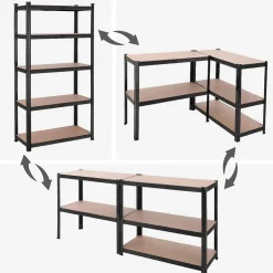 Bobbel Home - Stellingkast - 5 verstelbare planken - max 600kg - Zwart