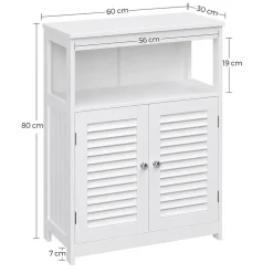 Bobbel Home - Witte Badkamerkast - Inclusief 2 Lamellendeuren - Landelijk - MDF Hot