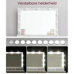 Bobbel Home - Witte Kaptafel - Rechthoekige spiegel - Gloeilampen Best