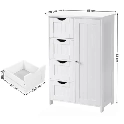 Bobbel Home Badkamerkast - 4 Lades - MDF - Wit New