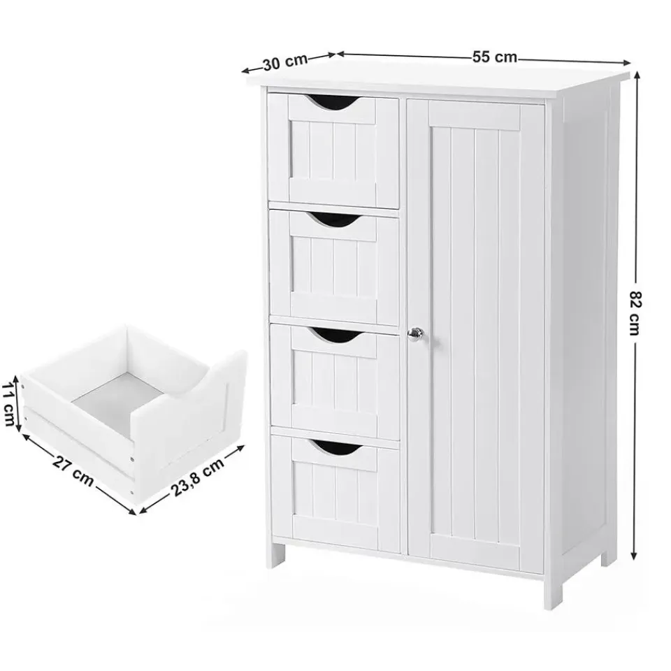 Bobbel Home Badkamerkast - 4 Lades - MDF - Wit New