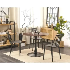 Beliani BOCA - Ronde eettafel - Donkere houtkleur - 90 cm - MDF New