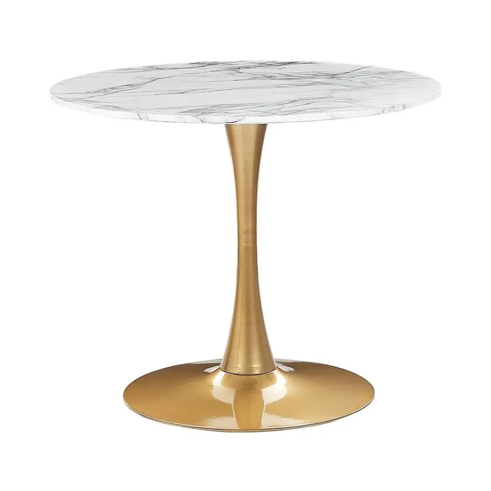 Beliani BOCA - Ronde eettafel - Wit/Goud - 90 cm - MDF Discount