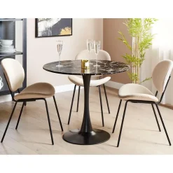 Beliani BOCA - Ronde eettafel - Zwart/Goud - 90 cm - MDF New