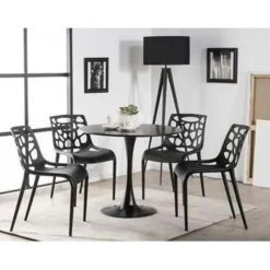 Beliani BOCA - Ronde eettafel - Zwart - 90 cm - MDF Hot