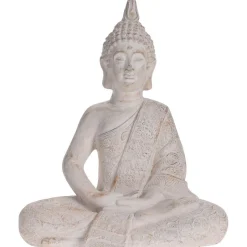 Merkloos Boeddha beeld zittend - antiek creme design - 37 cm - magnesiumoxide Discount