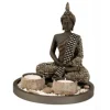 Merkloos Boeddha beeldje - kaarshouders - schaal - goud/zwart - 18 x 21 cm Hot
