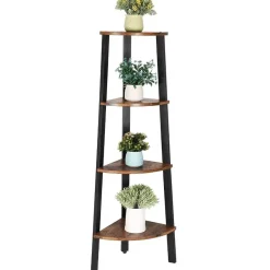 Merkloos Boekenkast - hoekkast - 4 legplanken - 34x125x34 cm - vintage bruin Clearance