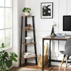 Merkloos Boekenkast - hoekkast - 4 legplanken - 34x125x34 cm - vintage bruin Clearance