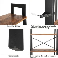 Merkloos Boekenkast - industriële look - 56x137x34 cm - vintage bruin Outlet