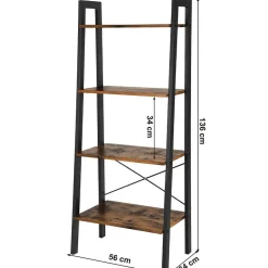 Merkloos Boekenkast - industriële look - 56x137x34 cm - vintage bruin Outlet