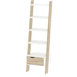 Leen Bakker Boekenkast Delta 1-lade - wit/eikenkleur - 180,4x55,1x48,1 cm Online