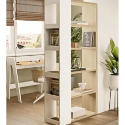 Leen Bakker Boekenkast Ellana 7 open vakken-lichte eik/wit Best