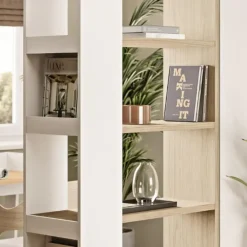 Leen Bakker Boekenkast Ellana 7 open vakken-lichte eik/wit Best