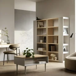 Leen Bakker Boekenkast Ellana 7 open vakken-lichte eik/wit Best