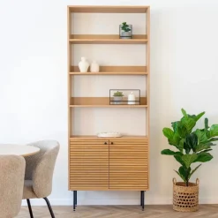 House Nordic Boekenkast Naturel Eikenfineer - 80x30x200cm - Kyoto Discount