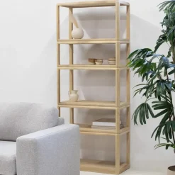 Giga Meubel Boekenkast Naturel Mangohout - 80x40x200cm - Noëlle Hot