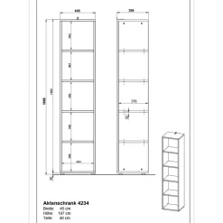 Germania Boekenkast Osmond 45cm - grafiet New