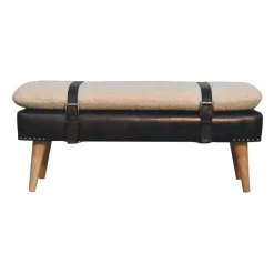 Artisan Furniture Bouclé Buffalo Hide Zwart Leren Bank, Bruin Discount