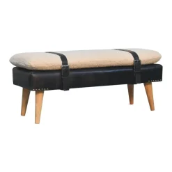 Artisan Furniture Bouclé Buffalo Hide Zwart Leren Bank, Bruin Discount