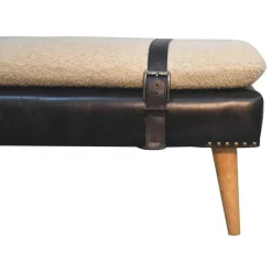 Artisan Furniture Bouclé Buffalo Hide Zwart Leren Bank, Bruin Discount