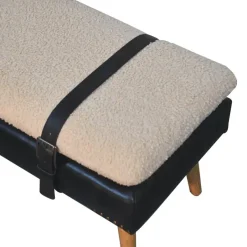 Artisan Furniture Bouclé Buffalo Hide Zwart Leren Bank, Bruin Discount