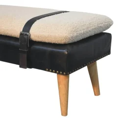 Artisan Furniture Bouclé Buffalo Hide Zwart Leren Bank, Bruin Discount