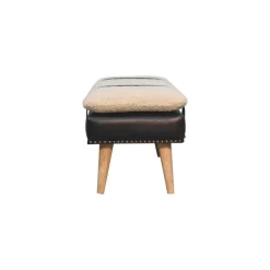 Artisan Furniture Bouclé Buffalo Hide Zwart Leren Bank, Bruin Discount