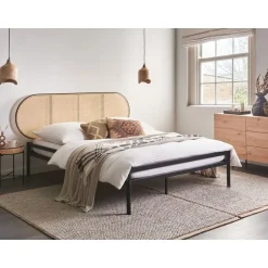 Beliani BOULIN - Tweepersoonsbed - Zwart - 140 x 200 cm - PE rotan Best