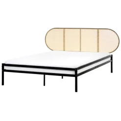 Beliani BOULIN - Tweepersoonsbed - Zwart - 140 x 200 cm - PE rotan Best