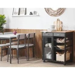 Beliani BOVES - Keukentrolley - Zwart - MDF Discount