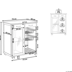 Beliani BOVES - Keukentrolley - Zwart - MDF Discount