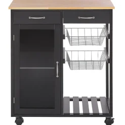 Beliani BOVES - Keukentrolley - Zwart - MDF Discount