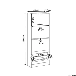 Leen Bakker BOWRAL - Schoenenkast 4 vakken - Lichtbruin - Vezelplaat