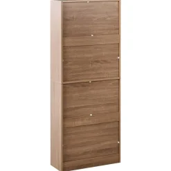 Leen Bakker BOWRAL - Schoenenkast 4 vakken - Lichtbruin - Vezelplaat