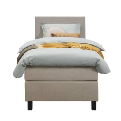 Leen Bakker Boxspring Liv egaal - beige - 90x200 cm - vierkante poot