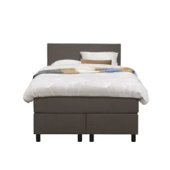 Leen Bakker Boxspring Liv egaal - donkerbruin - 120x200 cm - ronde poot Online