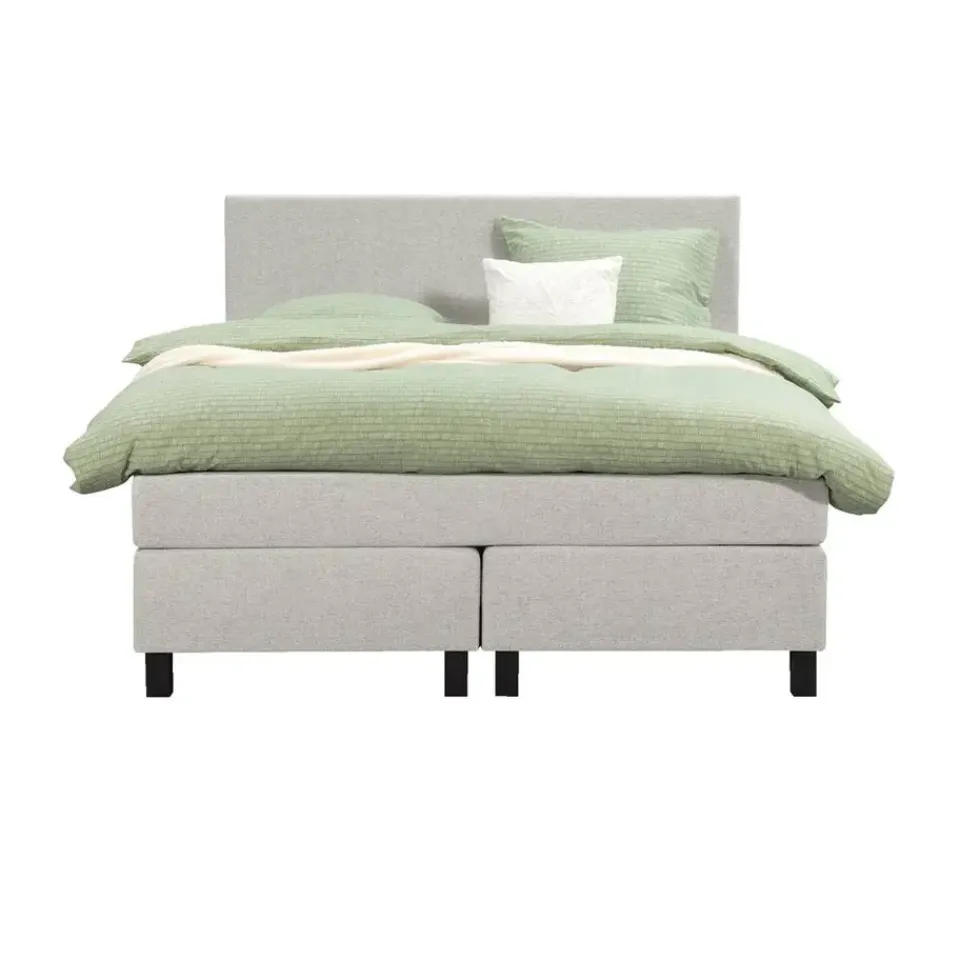 Leen Bakker Boxspring Liv egaal - ecru - 140x200 cm - vierkante poot
