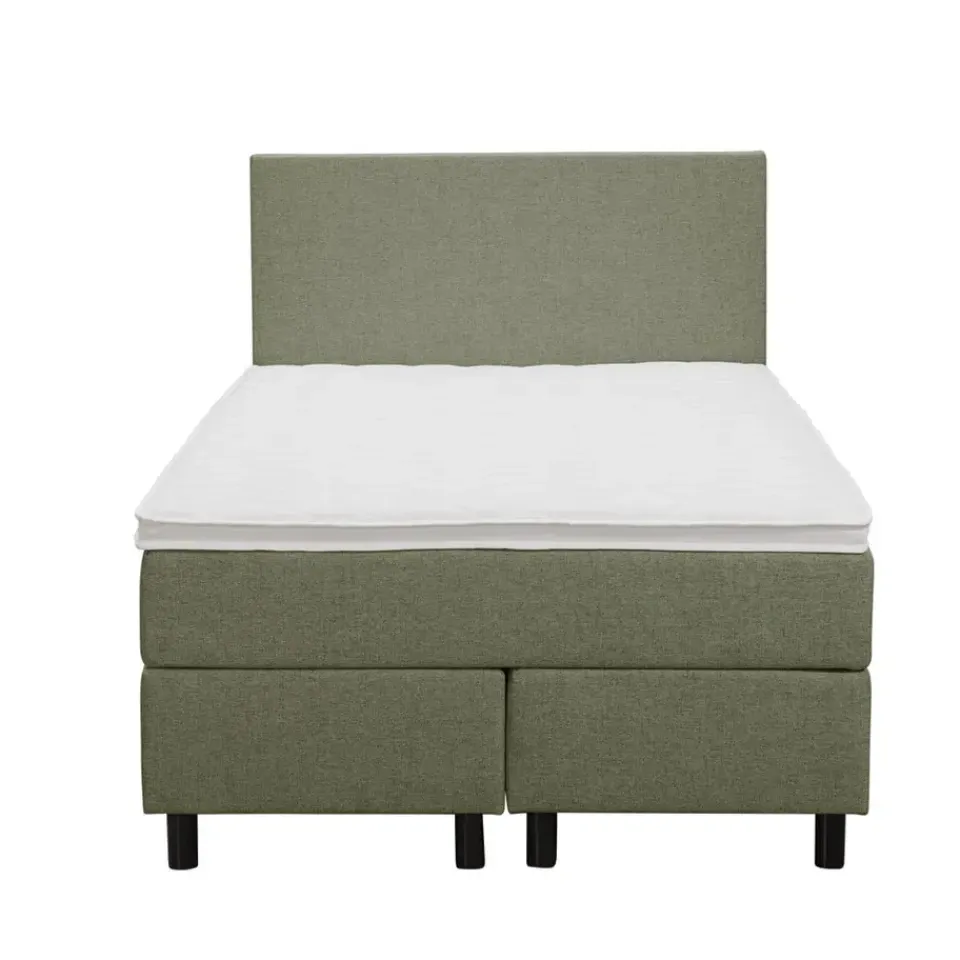 Leen Bakker Boxspring Liv egaal - groen - 120x200 cm - ronde poot Discount