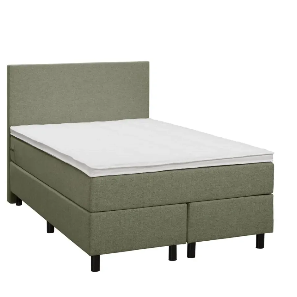 Leen Bakker Boxspring Liv egaal - groen - 120x200 cm - ronde poot Discount
