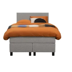 Leen Bakker Boxspring Liv egaal - lichtgrijs - 120x200 cm - vierkante poot Clearance