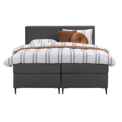 Leen Bakker Boxspring Liv geblokt - antraciet - 160x200 cm - slanke poot Best