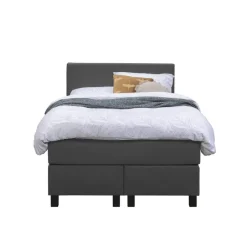 Leen Bakker Boxspring Liv geblokt - antraciet - 120x200 cm - vierkante poot New
