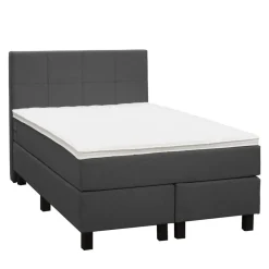 Leen Bakker Boxspring Liv geblokt - antraciet - 120x200 cm - vierkante poot New