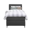 Leen Bakker Boxspring Liv geblokt - antraciet - 90x200 cm - slanke poot Online