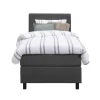Leen Bakker Boxspring Liv geblokt - antraciet - 90x200 cm - ronde poot