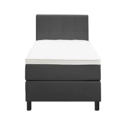 Leen Bakker Boxspring Liv geblokt - antraciet - 90x200 cm - ronde poot