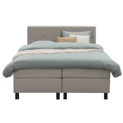 Leen Bakker Boxspring Liv geblokt - beige - 180x200 cm - vierkante poot Outlet