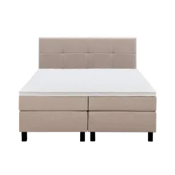 Leen Bakker Boxspring Liv geblokt - beige - 180x200 cm - vierkante poot Outlet