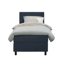 Leen Bakker Boxspring Liv geblokt - blauw - 90x200 cm - ronde poot Discount